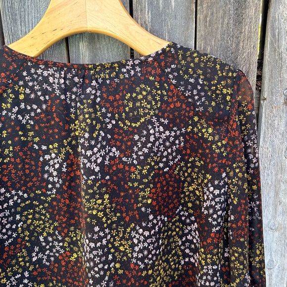 Joie Baltasar Silk Floral Print Blouse Top Midnight Black L - Picture 12 of 16